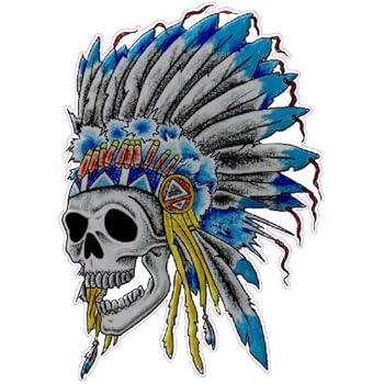 Amazon.com: Indian Chief Skull Headdress Vinyl Sticker ...