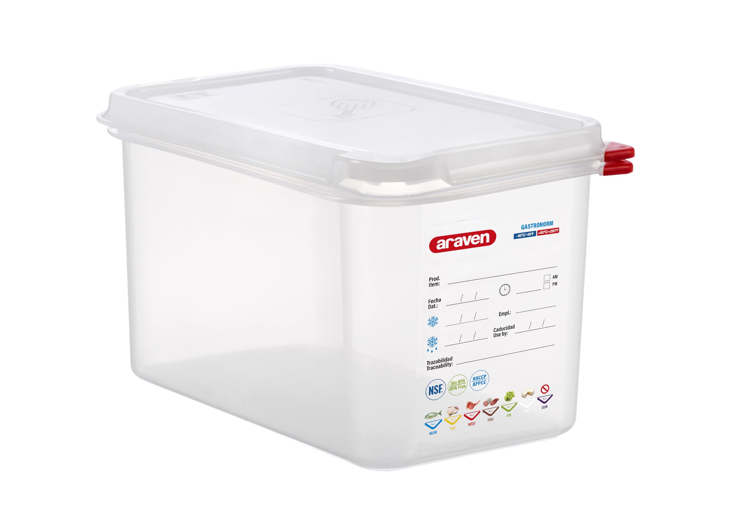 Araven Gastronorm Airtight 1/4L 4.3L Rectangular Food Container 265 x 162 x 150mm