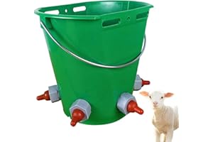 Feed Bucket, 8L Large Capacity Livestock Milk Goat Feeder with Nipple, Green Sheep Feeder & Baby Bottle Bucket for Calves, La