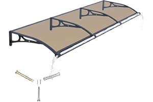 GGNEBAI Awning for Door Entrance,40x120Inch Awnings for Doors with Drainage Sink,Window Canopy Exterior with Aluminum Alloy Bracket,Solid Polycarbonate Cover,UV,Rain,Snow Protection for House,Porch,Patio,Deck