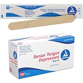 Dynarex Tongue Depressors, Sterile, 6" Senior-Sized Length, Made from Beige Birch Wood, Comes in Peel-Down Patches, 1 Box of 100