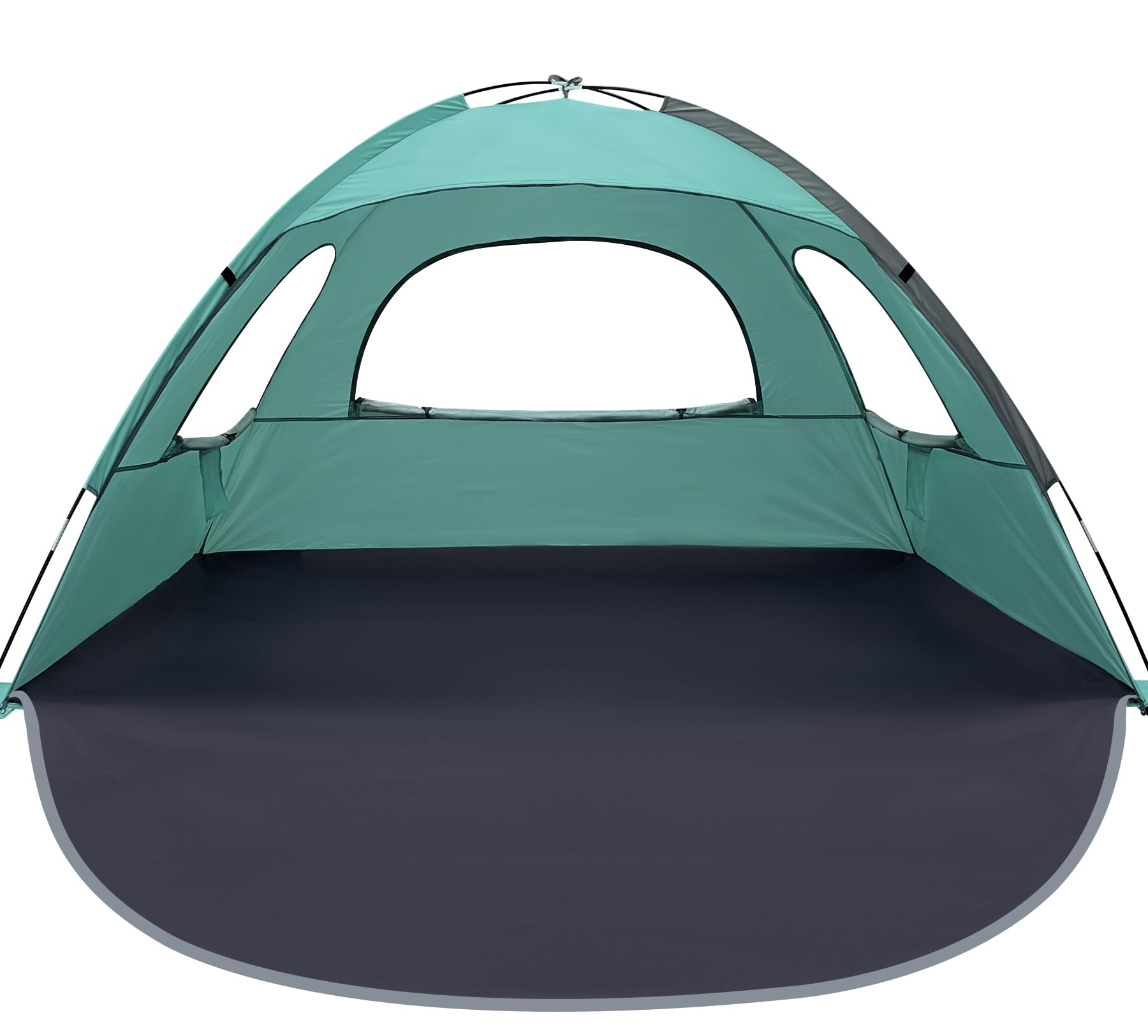 WhiteFang Beach Tent Anti-UV Portable Sun Shade Shelter for 3 Person, Extendable Floor with 3 Ventilating Mesh Windows Plus Carrying Bag, Stakes and Guy Lines (Beach Glass)