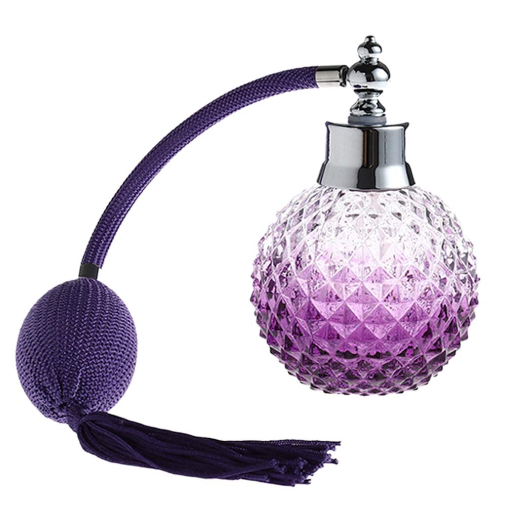 Rosenice Vintage Perfume Bottle, 100ml Perfume Atomisers Refillable, Purple Crystal Art Glass Perfume Atomiser with Long Spray Tassel for Cosmetics, Cocktail Making, and Home Decor