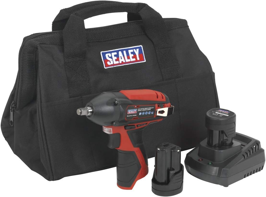Sealey 12V SV12 Series 3/8" Sq Drive Impact Wrench Kit - 2 Batteries - CP1204KIT, Red