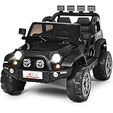 Costzon 2-Seater Ride on Truck, 12V Battery Powered Electric Vehicle Toy w/ 2.4G Remote Control, 3 Speed, LED Lights, MP3 Hor