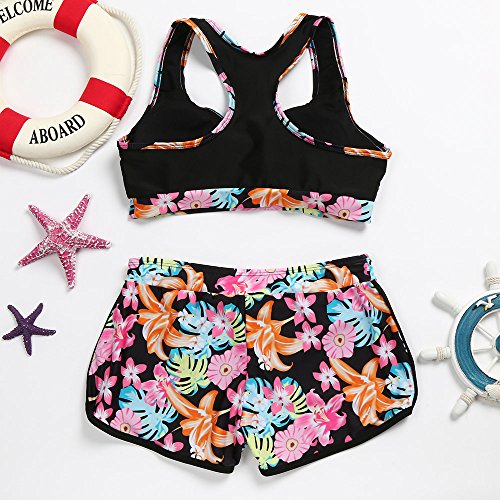 Womens Girls Lady Costume Padded Swimsuit Monokini Swimwear Bikini Set Tankini Shorts Swimsuit Pink