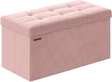 SONGMICS Storage Ottoman Foldable Foot Rest 89 L 300 kg Jelly Pink LSF247R51