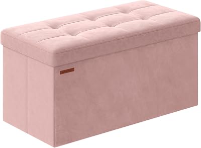 SONGMICS Storage Ottoman Foldable Foot Rest 89 L 300 kg Jelly Pink LSF247R51