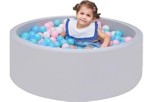 JOYENERGY Ball Pit Balls Plastic Toy Balls for Toddlers Kids, 2.2 Inch Phthalate & BPA Free Non-Toxic Soft Mini Play Balls Ideal for Baby Toddler Ball Pit Play Tent, Party Decoration (36x12inch, Grey)