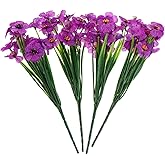ifundom 4 Bundles Artificial Violet Artificial Flowers Silk Violet Flower Fake African Fake Bloom Bundles Man-Made Bloom for Vase Houseplant Plastic Indoor Purple Bride Dry Branch