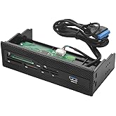 Internal USB Card Reader for 5.25 Inch Drive Bay | Supports M2, SD, MS, XD, CF, TF, with USB 3.0 High Speed Data Transfer, Copper Plated Slots, Desktop PC Computer Front Panel