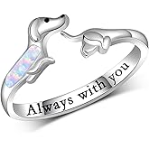 Fuguangju Dachshund Rings for Women 925 Sterling Silver Dachshund Open Rings Adjustable Wiener Dog Rings Cute Animal Puppy Dog Jewelry Gifts for Women Dog Lovers
