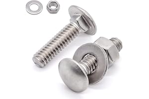 GLVANER (10 Sets) M8-1.25 x 25mm Stainless Steel Carriage Bolts Screws Kits, Round Head Square Neck Screws, Hex Nuts & Flat Washers, 304 Stainless Steel 18/8, Full Thread