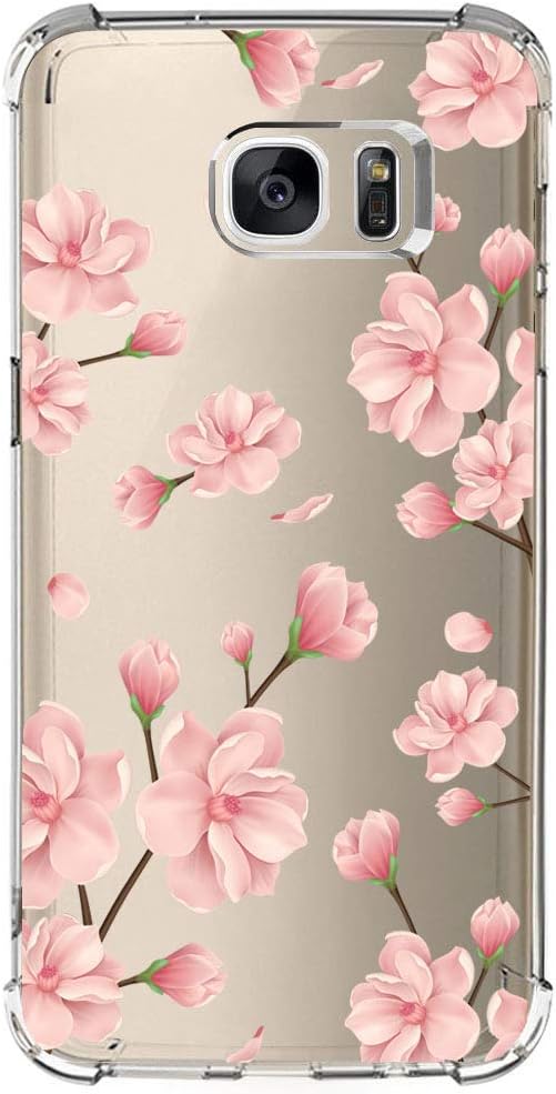 Samsung GalaxyS7Edge Case with flowers, Girl Floral PatternClearTPUSoftSlimPhone