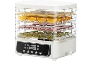 Lawnoval Food Dehydrator with Adjustable Timer and Temperature Control, 6 Trays, White