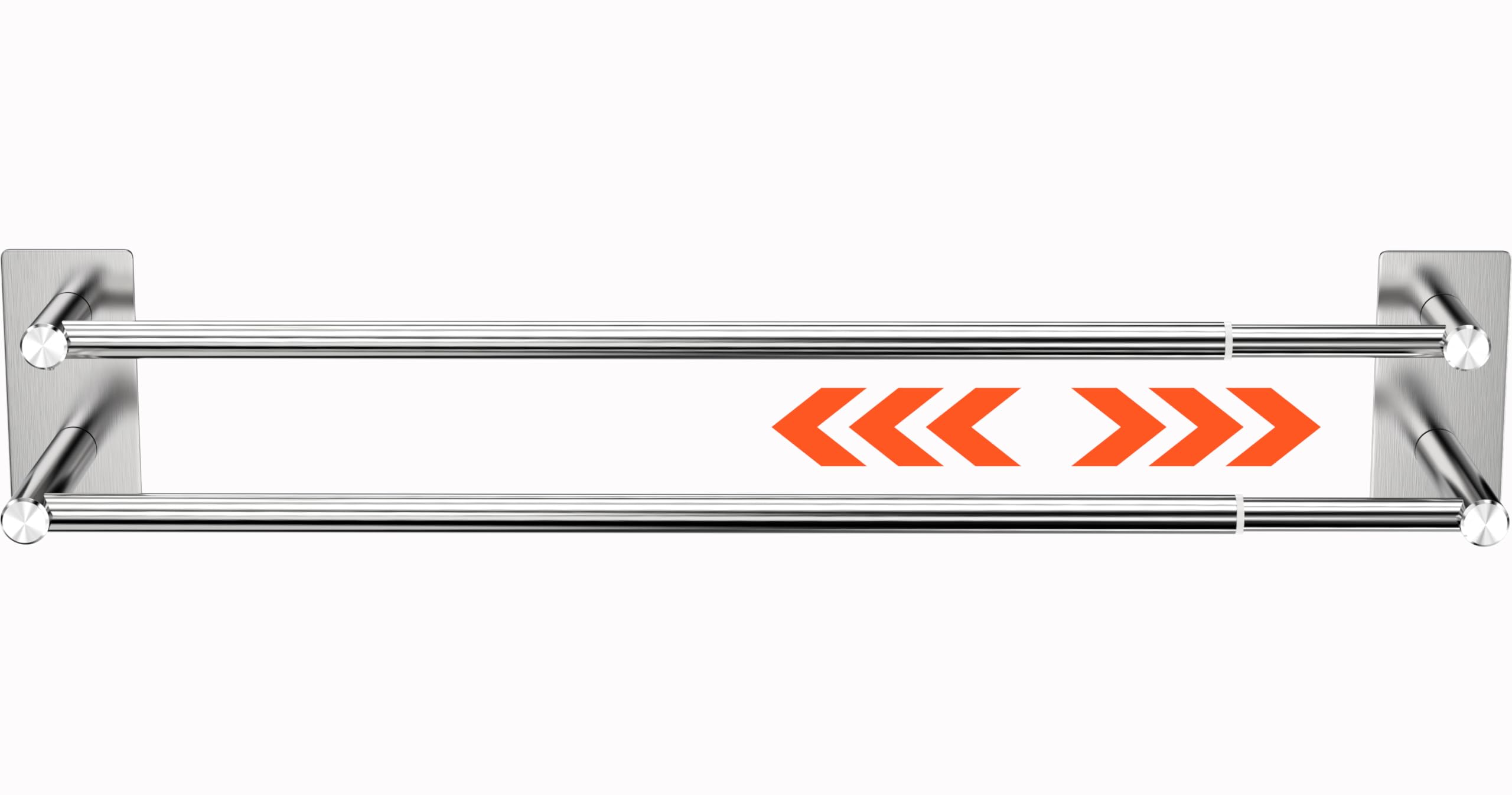 Raoot Double Towel Rail, Wall Mounted Adjustable Towel Rack, 40-74cm, SUS 304 Stainless Steel Towel Shelves, Towel Bar Towel Storage, Anti-rust Towel Holder for Bathroom Shower Kitchen- Silver