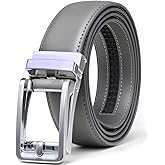 Founders & C Men's Leather Ratchet Comfort Click Belt Dress with Slide Buckle -Adjustable Trim to Fit