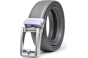 Founders & C Men's Leather Ratchet Comfort Click Belt Dress with Slide Buckle -Adjustable Trim to Fit