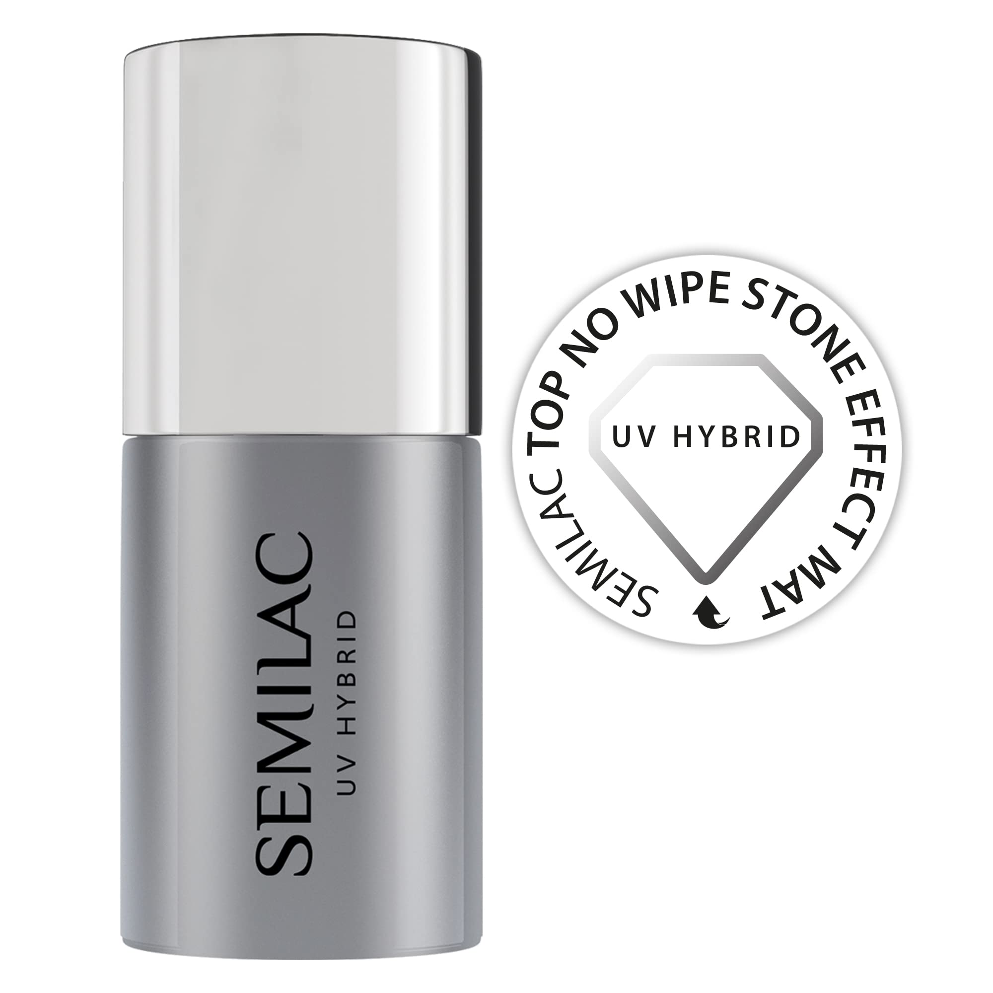T12 Semilac Top Coat No Wipe Matte Stone Effect UV Gel Polish Salon Quality Manicure Effective Durable No Wipe Top Coat Gel Polish Tear-Resistant Easy to Apply 7 ml