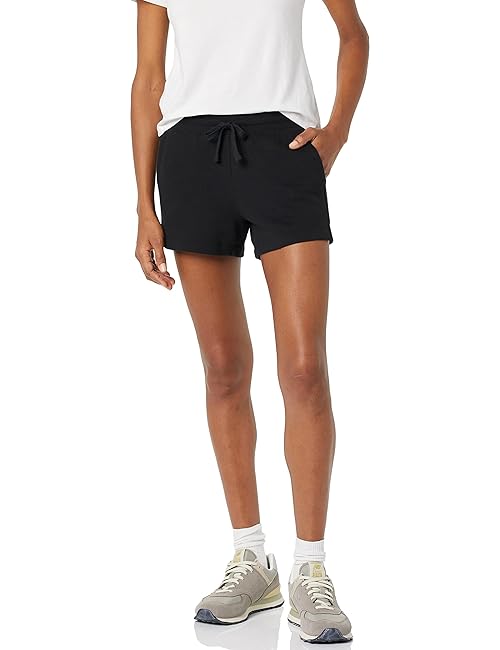Amazon Essentials Womens Fleece Shorts with Pockets, Black, X-Small