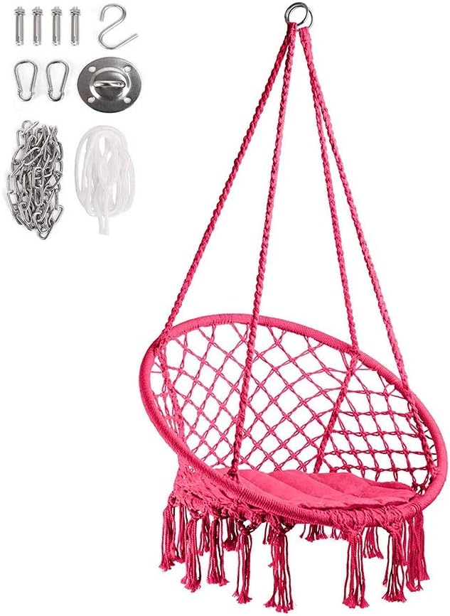 Hammock Garden Swing Seat, Tassel Round Hanging Swing Chair
