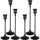 Willceka Black Candlestick Holders, Taper Candle Holders, Set of 6 Matte Black Candle Holder Set, Vintage Table Centerpiece for Wedding Christmas Holiday