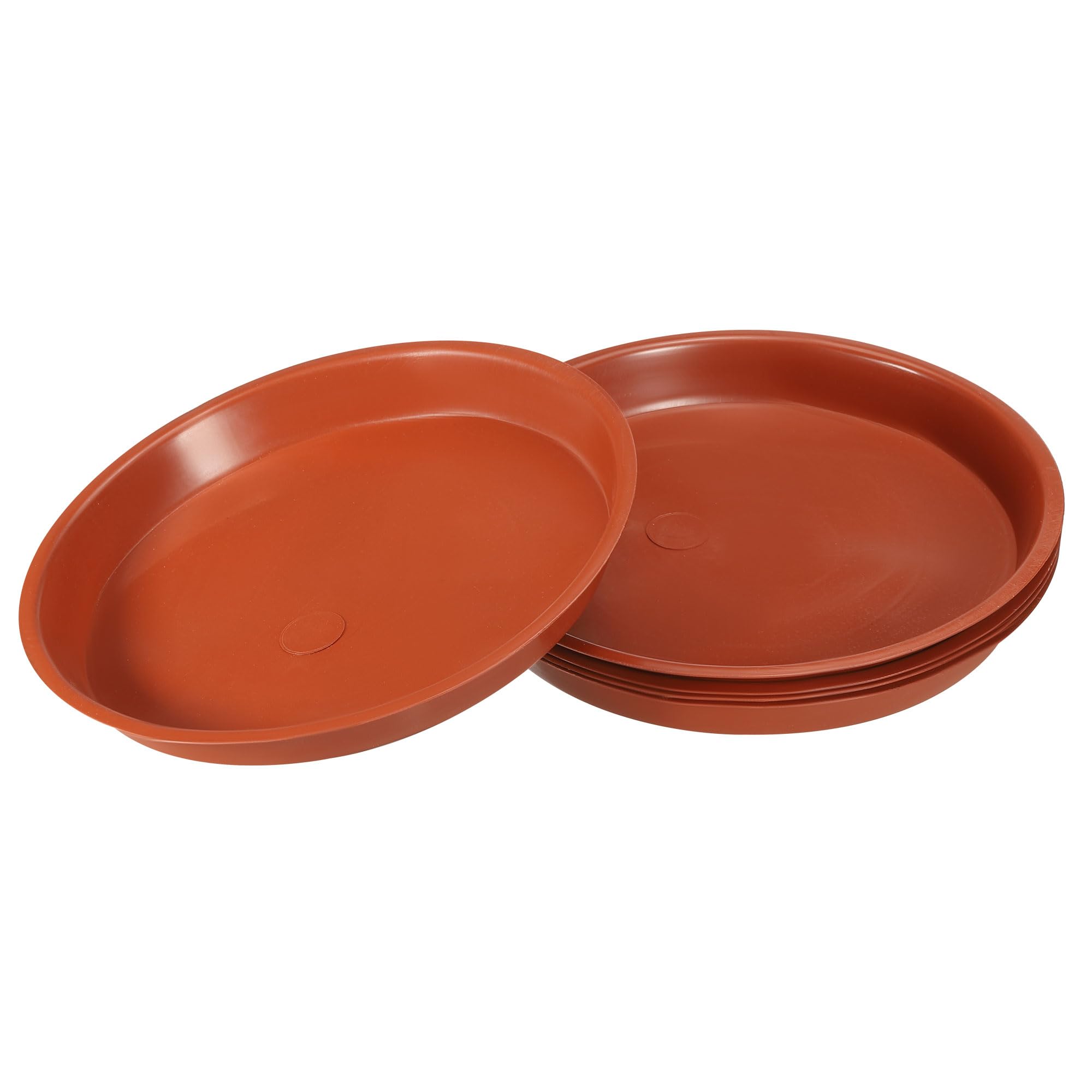 M METERXITY 5 Pack Planter Saucers - Plastic Plant Tray Flowerpot Drip Trays Round Apply to Outdoor/Garden (6 Inch/ 15cm, Brown)