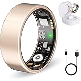 Smart Ring for Women Men Health Ring with Heart Rate, Blood Oxygen, Blood Pressure, sleep tracker, Step tracker, IP68 Waterproof Fitness Ring for iOS & Android,No Subscription Fee (Rose Gold, 9#)