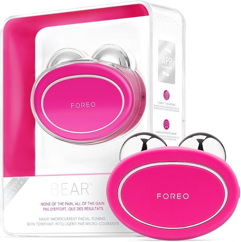 BEAR Smartes Mikrostrom-Facelifting-Gerät - Gesichtsmassagegerät - Gesicht & Jawline Trainer - Gesichtsmassage - Gesichtsroller - Sicher Facelifting - Anti-Aging - Fuchsia, 1 Stück (1er Pack)