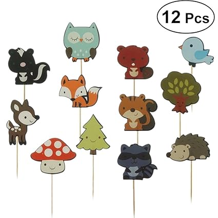 Amazon Com Bestoyard 12pcs Forest Animals Cake Toppers Picks