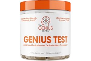 THE GENIUS BRAND Genius Test, Advanced Testosterone Booster for Men - Natural Stamina, Endurance, Energy & Strength Enhancing Supplement - Lean Muscle Builder, Brain & Libido Support Male Supplements, 120 Veggie Pills