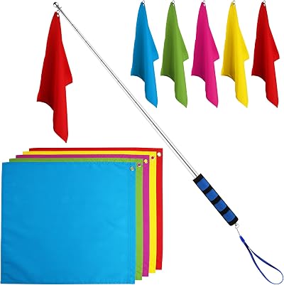 SAVITA 5PCS Horse Training Flags with 63in Telescopic Poles (5 Colors)