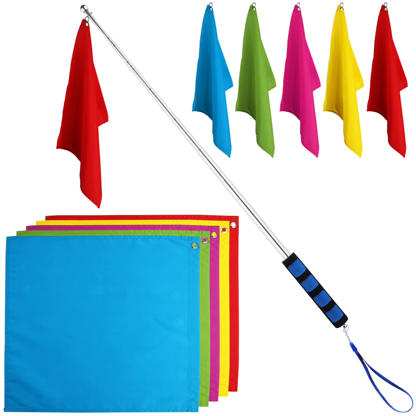 SAVITA 5PCS Horse Training Flags with 63in/1.6m Telescopic Poles (Five Colors)