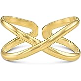 MiYa Jewelry Handmade Gold Criss-Cross X Adjustable Toe Ring, Yellow Gold Plated over Sterling Silver, Elegant Dainty Open Toe, Pinky or Knuckle Rings for Women, Beach Foot Jewelry