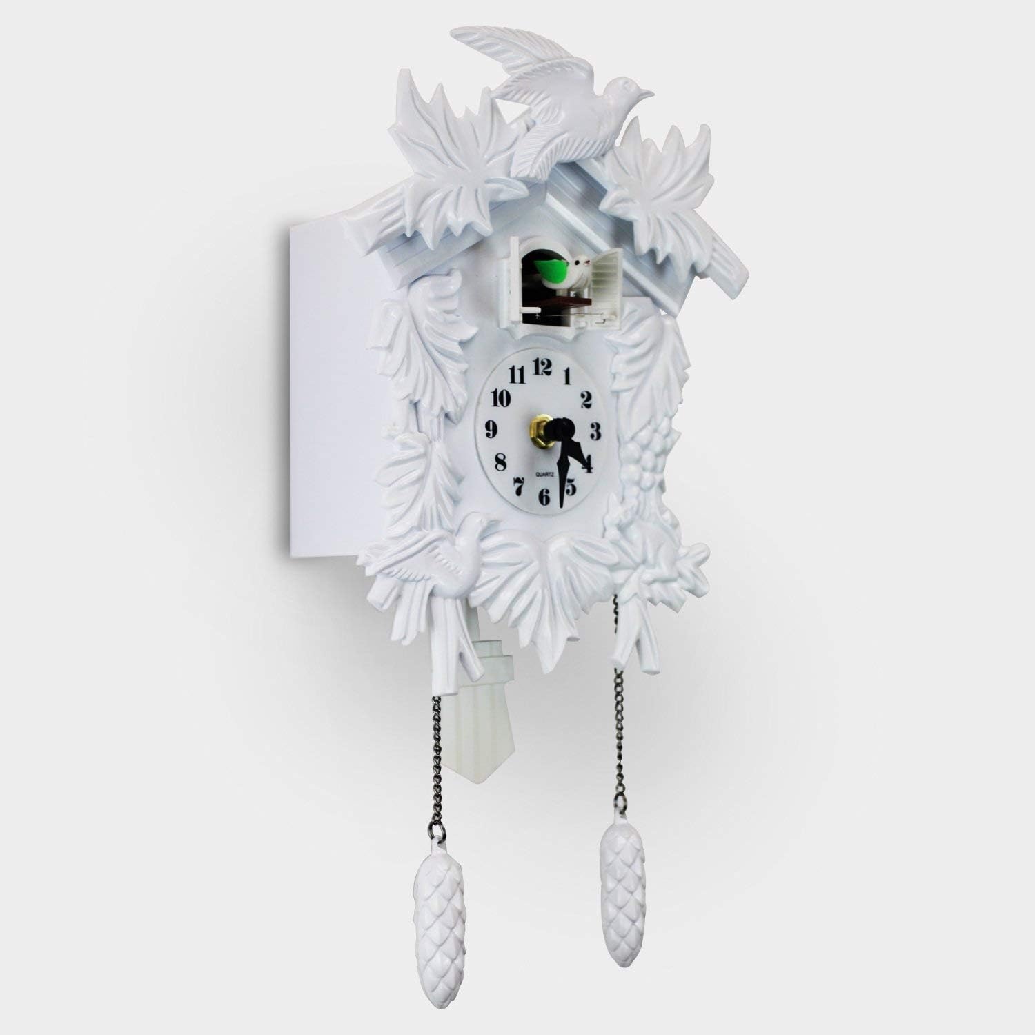 WALPLUS 20.2x37cm White Vintage Cuckoo Clock With Cuckoo Call Simple Fashionable antique style Pendulum Clock Home DIY Decoration Office Accessories Minimalist Design Bedroom Decor Stylish Living Room