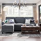 Shintenchi Convertible Sectional Sofa Couch, Modern Linen Fabric L-Shaped , 3-Seat Sofa Sectional with Reversible Chaise for