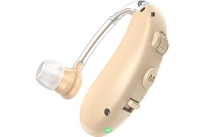 Hearing Aids for Seniors Rechargeable with Noise Cancelling, COOCEER Adults Hearing Amplifiers with Volume Control, 40-Hours of Use on One Charge, Cleaning Kit, Domes, Case and Charge Cable (Single)