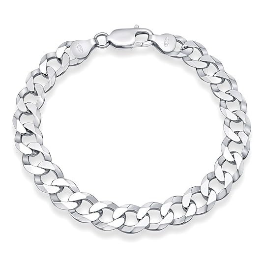 Silber Armband Herren Panzerkette 925 Sterling Silber CURB breit 9 mm
