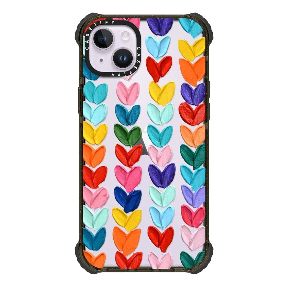 CASETiFY Ultra Impact iPhone 14 Plus Case [5x Military Grade Drop Tested / 11.5ft Drop Protection] - Polka Daub Hearts - Glossy Black — image 1