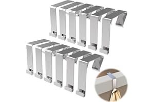 KOPKIO 12 PCS Over The Door Hook Office Cubicle Hangers Cubicle Walls Hooks,Universal Panel Partition Metal Hooks for Hanging File Bins, Keys, Whiteboard(Silver Large)