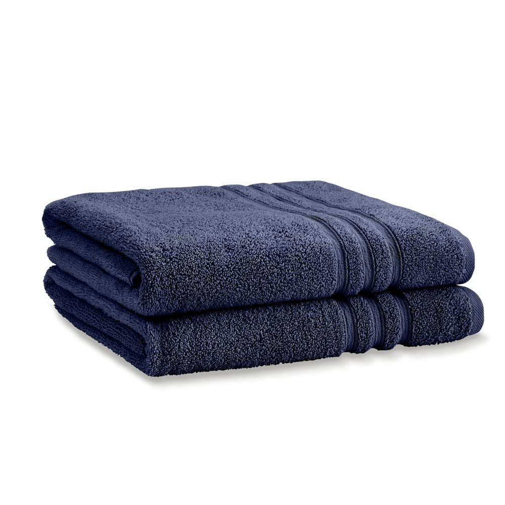 Catherine Lansfield Zero Twist Cotton 90x140cm Bath Sheet Pair Navy Blue