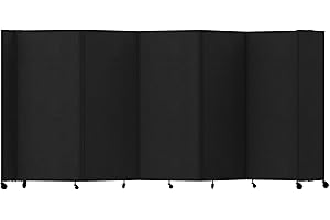 Versare Room Divider 360 Portable Wall Partition | Folding Panels | Large Freestanding Divider | Locking Wheels | Temporary Room Separator