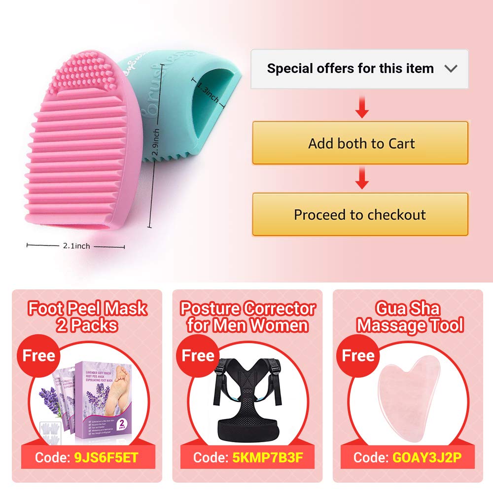 MelodySusie Makeup Brush Cleaner Silicone Makeup Brush Cleaning Mat, Brush Cleaner Pad,Cosmetic Brush Cleaner, Portable Washing Tool, Color Removal Cleaner Sponge, Green& Pink, Pack of 2: Beauty