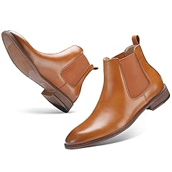 CGRRBW Brown Leather Chelsea Boots Men Dress Boots