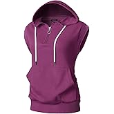 GIVON Women's Lightweight Hooded Vest Sleeveless 1/4 Zip Pullover Casual Hoodie Sweatshirt with Pockets