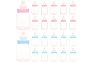 MAGICLULU 24pcs Mini Baby Bottle Candy Containers for Baby Shower Favors, 3.54 Inch Plastic Bottles in Blue and Pink, Cute Party Decorations