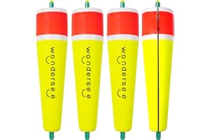 wondersee Fishing Floats Weighted Slotted Peg Popping Floats Slip Bobbers, Pack of 4
