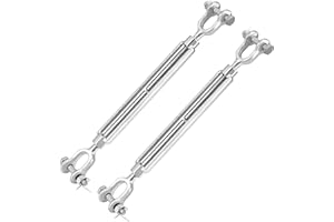 JOIKIT 2 PCS 12 Inch M10 Jaw and Jaw Turnbuckles, 3/8 Inch Threaded Adjustable Heavy Duty Galvanized Steel Turnbuckles Tensioner Kit for Wire Rope Cable, 3500 lbs Working Load Limit, 12" to 17.7“
