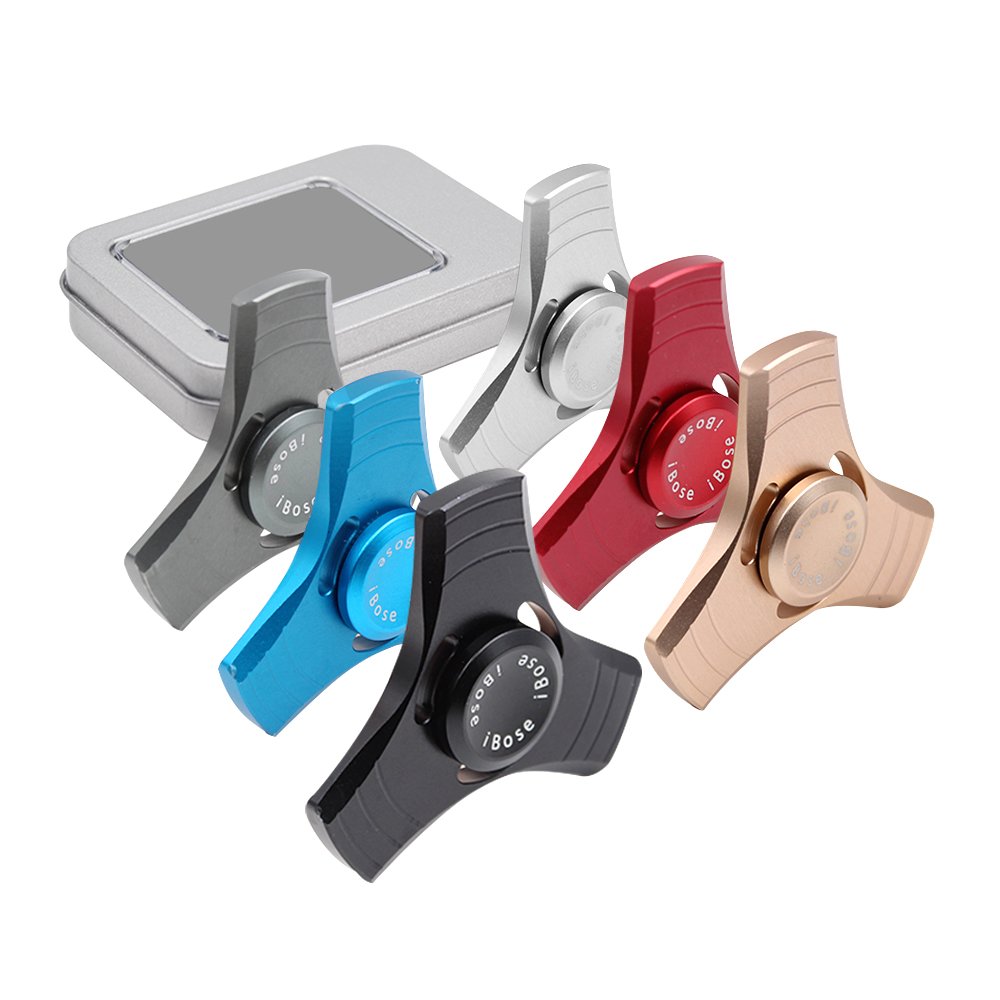 Fidget Spinner Toys With Metal Bearing Anti Anxiety for Adult Children Kids Figit Mini Tri Spinners Helps Focusing Figets Toys EDC Focus Toy Hands Spinner Fidgit Cube Light Pack Set (Metal-Silver)