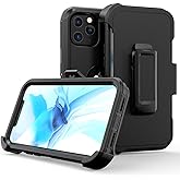 TASHHAR Phone Case for iPhone 12 Pro Max Phone, Heavy Duty Hard Shockproof Armor Protector Case Cover with Belt Clip Holster for Apple iPhone 12 6.7 5G 2020 (Black)